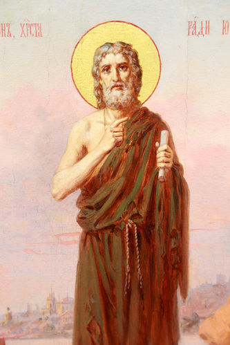 Старинная икона "Преподобный Симеон Христа ради юродивый" - фото 2