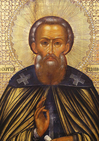 Старинная икона "Сергий Радонежский" с росписью под эмаль - фото 2