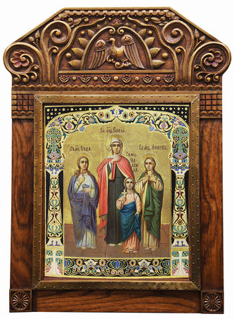 Старинная икона "Святые Вера, Надежда, Любовь и мать из София"