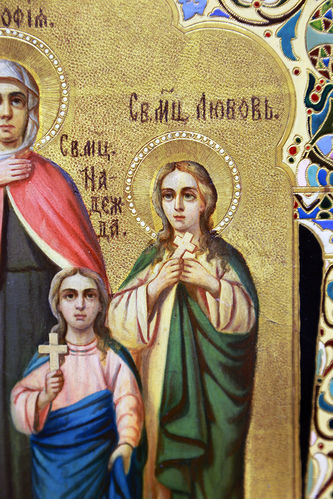 Старинная икона "Святые Вера, Надежда, Любовь и мать из София" - фото 4