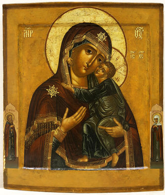 Мастер-ювелир Кривоногов Михаил Васильев
Старинная икона "Богоматерь Толгская" в окладе с предстоящими - фото 3