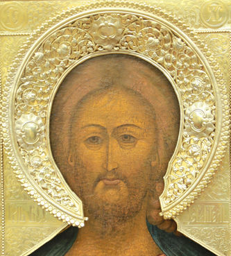 Серебряного дела мастер Егор Петров
Старинная икона "Спас Оплечный" в окладе - фото 2