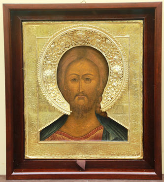 Серебряного дела мастер Егор Петров
Старинная икона "Спас Оплечный" в окладе - фото 4