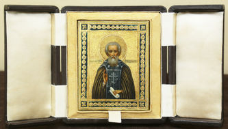 Старинная икона "Сергий Радонежский" на золотом фоне - фото 4