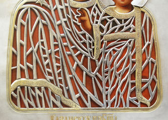 Мастер Смирнов Дмитрий Лукич
Старинная икона "Казанская Богоматерь" в окладе с камнями в стиле модерн - фото 3