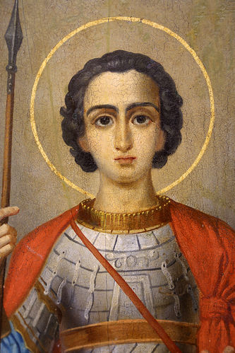 Старинная икона "Георгий Победоносец" - фото 2