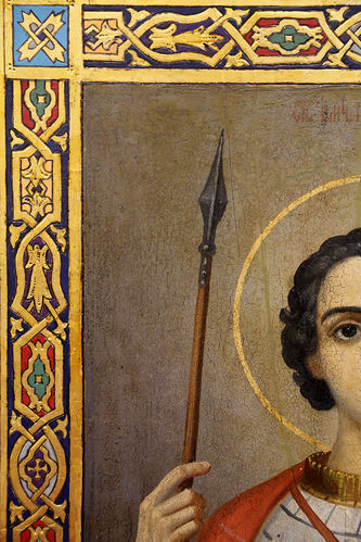 Старинная икона "Георгий Победоносец" - фото 4