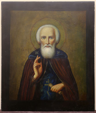 Старинная икона "Сергий Радонежский" в серебряном окладе - фото 2