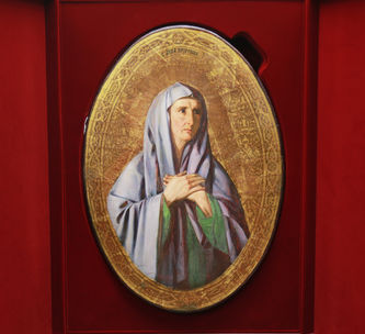 Старинная овальная икона "Святая Анна Пророчица" - фото 5