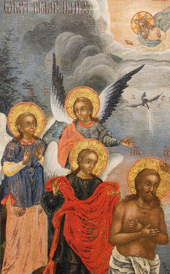 Старинная икона "Богоявление" ("Крещение Господне") - фото 3