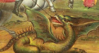 Старинная икона "Чудо Георгия о змие" - фото 3