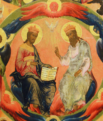 Старинная икона "Сопрестолие" ("Троица Новозаветная") - фото 2