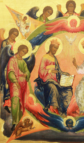 Старинная икона "Сопрестолие" ("Троица Новозаветная") - фото 3