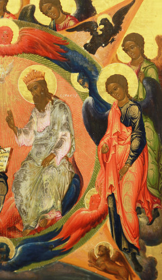 Старинная икона "Сопрестолие" ("Троица Новозаветная") - фото 4