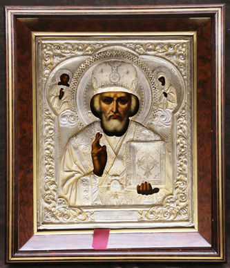 Старинная икона "Николай Чудотворец епископ Мирликийский" - фото 4