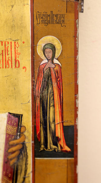 Старинная икона "Господь Вседержитель" с предстоящими - фото 3