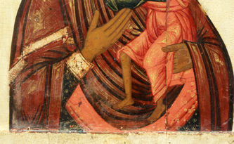 Старинная икона "Толгская Богоматерь" с предстоящими - фото 3