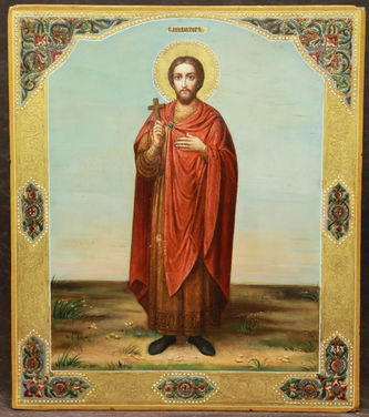 Старинная икона "Святой мученик Виктор Дамасский"