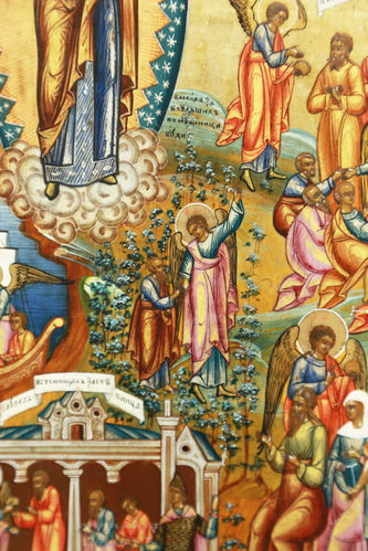 Старинная икона Богоматери "Всех скорбящих радость" на золотом фоне - фото 4