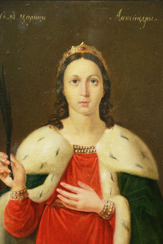 Старинная икона "Святая царица Александра" - фото 2