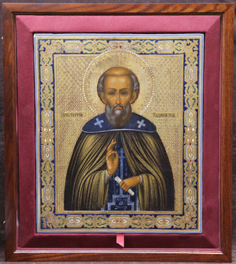 Старинная икона "Сергий Радонежский" с росписью "под эмаль" - фото 4