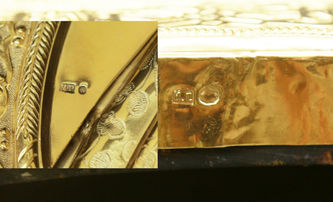 Серебряного дела мастер Григорьев Иван
Старинная икона "Богоматерь Корсунская" в окладе с камнями - фото 5