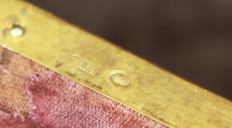 1-я Московская артель
Старинная икона Богоматери "Знамение" в окладе с расписной эмалью - фото 5