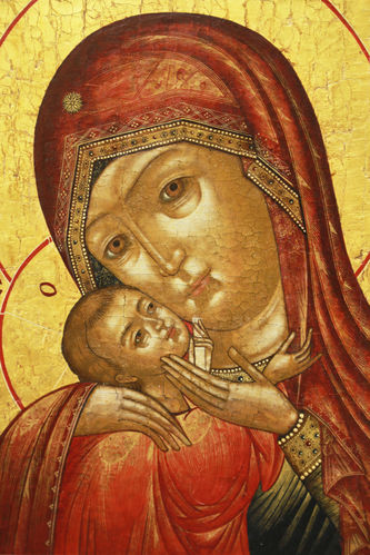 Старинная икона "Богоматерь Корсунская" на золотом фоне - фото 2