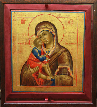 Редкая старинная икона "Богоматерь Донская на золотом фоне" - фото 5