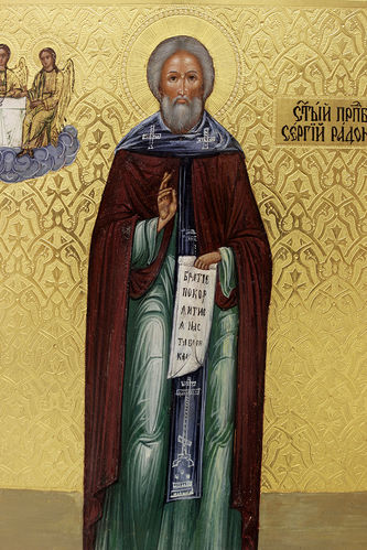 Старинная икона "Преподобный Сергий Радонежский в рост" - фото 2