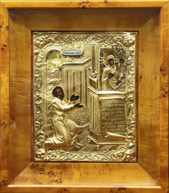 Старинная икона Богородицы "Нечаянная радость" в окладе - фото 3