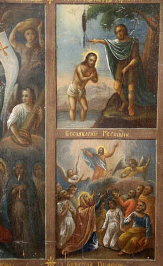 Старинная икона "Воскресение Христово с праздниками" - фото 4