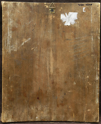 Старинная икона "Троица Ветхозаветная" в барочном окладе - фото 4