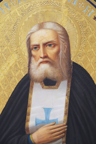 Старинная икона "Серафим Саровский на золотом фоне" - фото 2