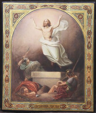 Старинная икона "Воскресение Христа (Восстание из гроба)"