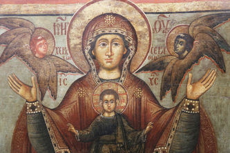 Старинная икона Богоматери "Знамение" - фото 2