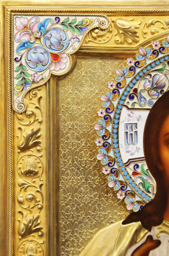 Фаберже
Старинная икона "Господь Вседержитель в окладе с расписной эмалью" - фото 3