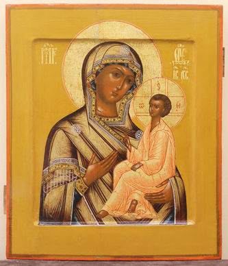 Старинная икона "Богоматерь Тихвинская"