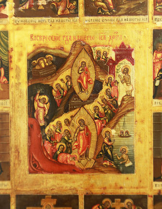 Старинная икона "Воскресение Христово с праздниками" - фото 2