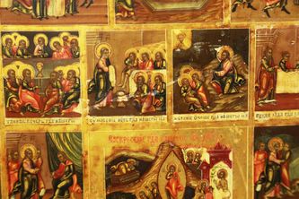 Старинная икона "Воскресение Христово с праздниками" - фото 4