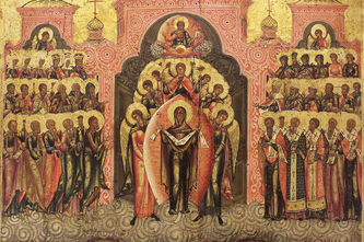 Старинная икона "Покров Пресвятой Богородицы" - фото 2