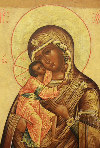 Старинная икона "Богоматерь Фёдоровская с предстоящими святыми" - фото 2